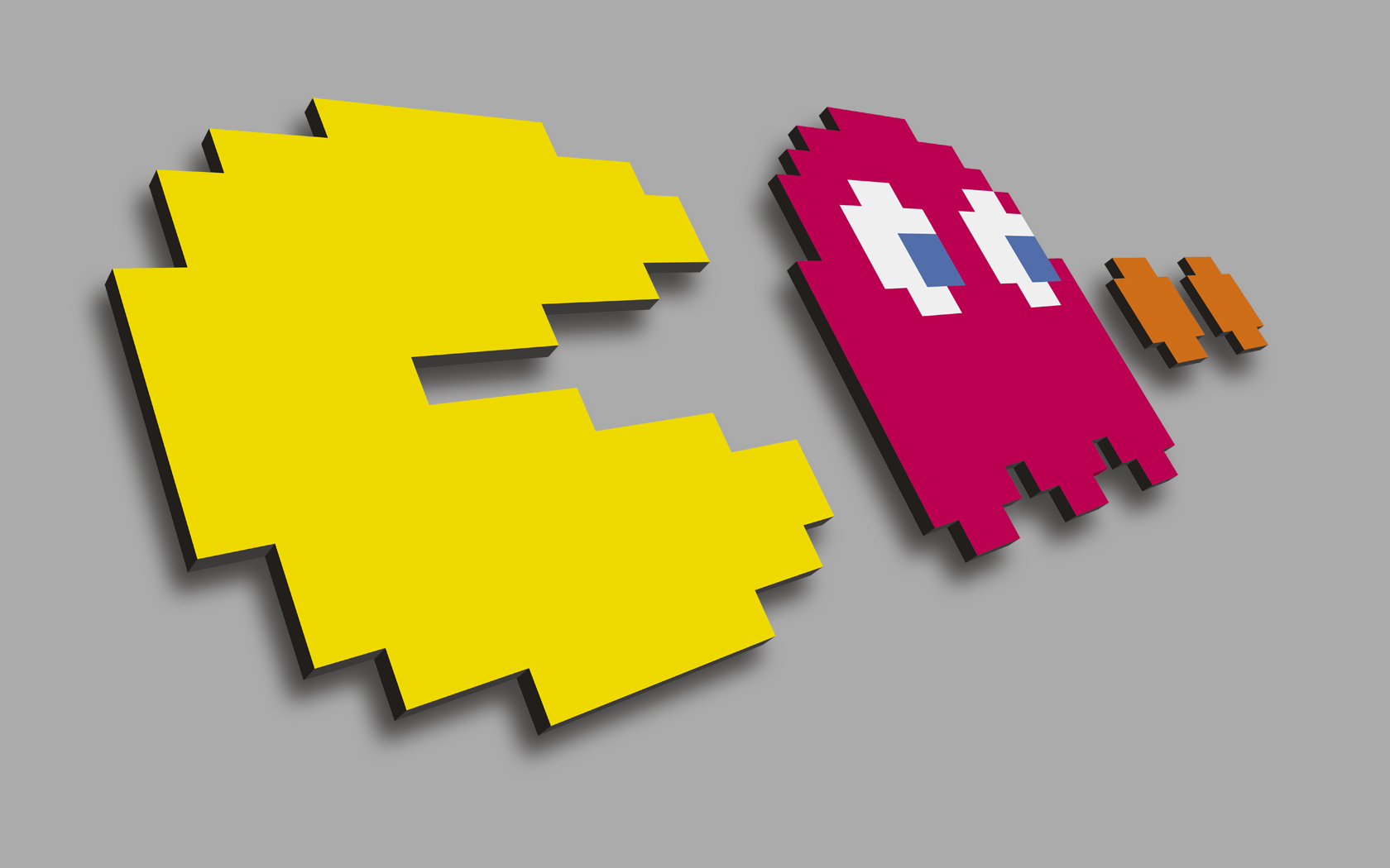 Pacman arcade game character on HD desktop wallpaper by polloposada.