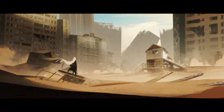 ruin city sand desert Anime Original anime city HD Desktop Wallpaper | Background Image