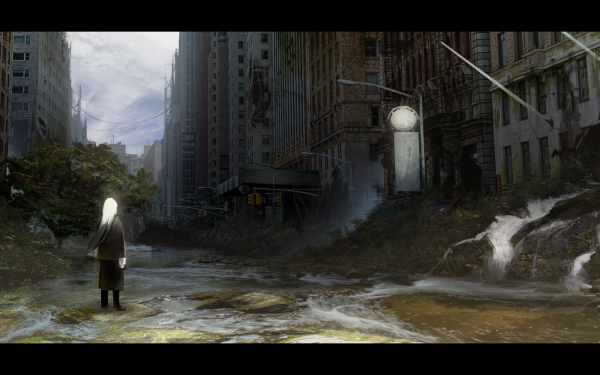 Anime Original City Ruin Building Street HD Wallpaper | Background Image
