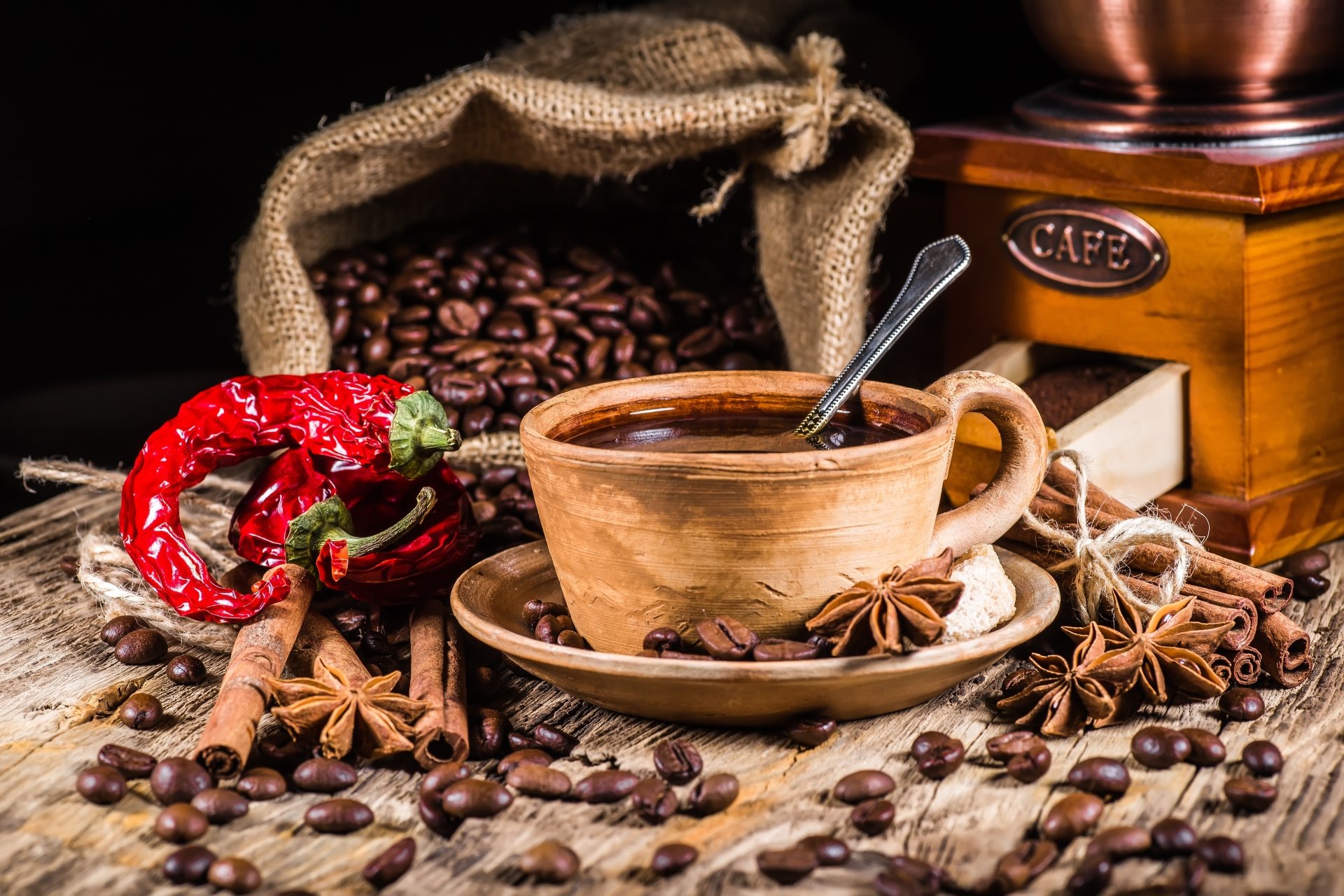 Spiced Coffee Bliss – 4K Ultra HD Still Life with Cinnamon, Anise ...