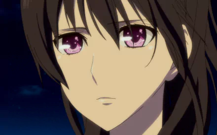 A high-definition desktop wallpaper featuring Mei Aihara from the anime Citrus. She has black hair and purple eyes, and appears to be sad.