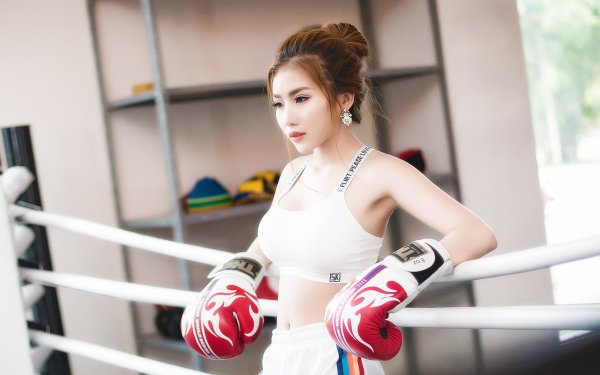 Women Model Models Asian Brown Eyes Boxer Japanese Brunette HD Wallpaper | Background Image