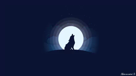 A silhouette of a howling wolf against a bright full moon, set in a deep night sky. This 8K Ultra HD image captures the essence of nature's wild beauty.