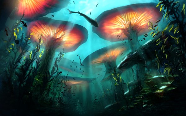Fantasy Underwater Plant Sunbeam Nature Fish HD Wallpaper | Background Image