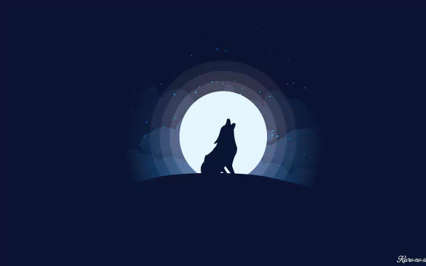 A silhouette of a howling wolf against a bright full moon, set in a deep night sky. This 8K Ultra HD image captures the essence of nature's wild beauty.