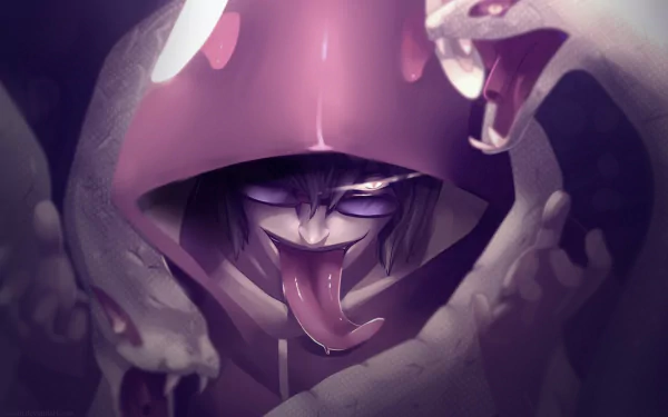 HD desktop wallpaper showcasing Kabuto Yakushi from the anime Naruto, depicted with glasses and surrounded by snakes.