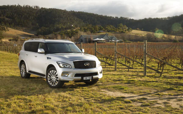 silver car SUV car Infiniti vehicle Infiniti QX80 HD Desktop Wallpaper | Background Image