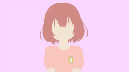 Minimalist HD desktop wallpaper featuring Shouko Nishimiya from the anime A Silent Voice with soft pastel tones and simple design elements.