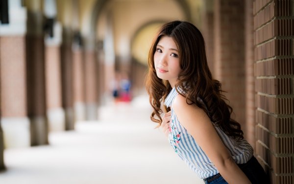 Women Asian Model Brunette Depth Of Field Brown Eyes HD Wallpaper | Background Image