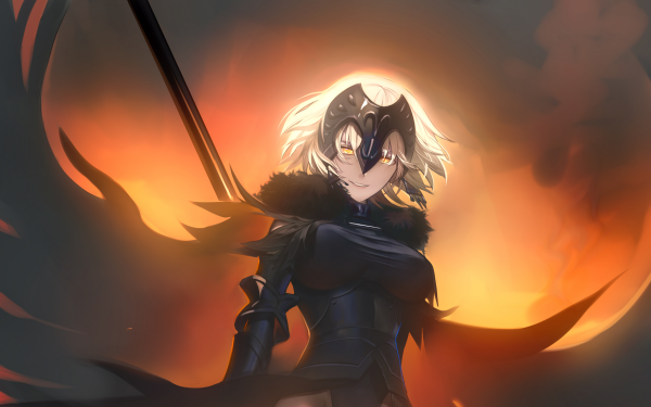 Anime Fate/Grand Order Fate Series Avenger Jeanne d'Arc Alter Armor Yellow Eyes White Hair Short Hair HD Wallpaper | Background Image