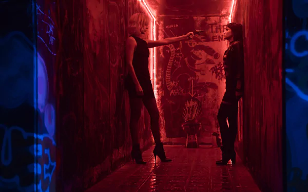 Sofia Boutella Charlize Theron movie Atomic Blonde HD Desktop Wallpaper | Background Image