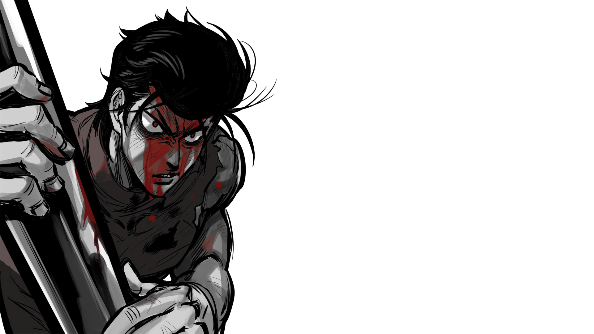 HD PC desktop wallpaper featuring Metal Bat from the anime One-Punch Man, depicted with intense expression and dynamic pose on a white background.