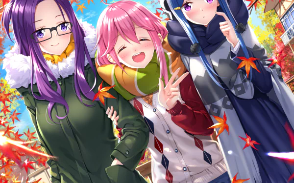 Chiaki Oogaki Rin Shima Nadeshiko Kagamihara Anime Laid-Back Camp HD Desktop Wallpaper | Background Image