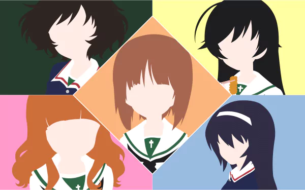 minimalist Saori Takebe Hana Isuzu Yukari Akiyama Mako Reizei Miho Nishizumi Anime Girls und Panzer minimalist anime HD Desktop Wallpaper | Background Image