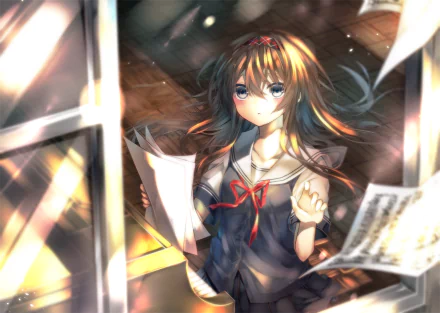 school uniform schoolgirl Anime Original HD Desktop Wallpaper | Background Image