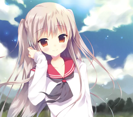 blush smile brown eyes twintails blonde long hair Anime Original HD Desktop Wallpaper | Background Image