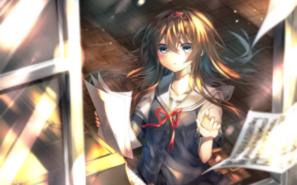 Anime Original Schoolgirl School Uniform HD Wallpaper | Background Image