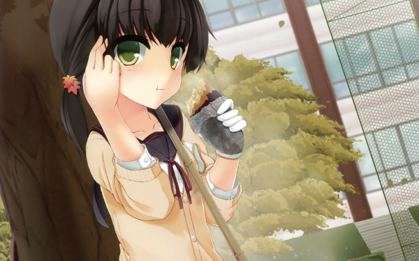 Anime Original Twintails Black Hair Green Eyes Blush Potato HD Wallpaper | Background Image