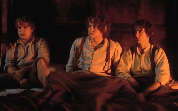 Billy Boyd Dominic Monaghan Sean Astin Peregrin Took Merry Brandybuck Samwise Gamgee movie The Lord of the Rings: The Fellowship of the Ring HD Desktop Wallpaper | Background Image