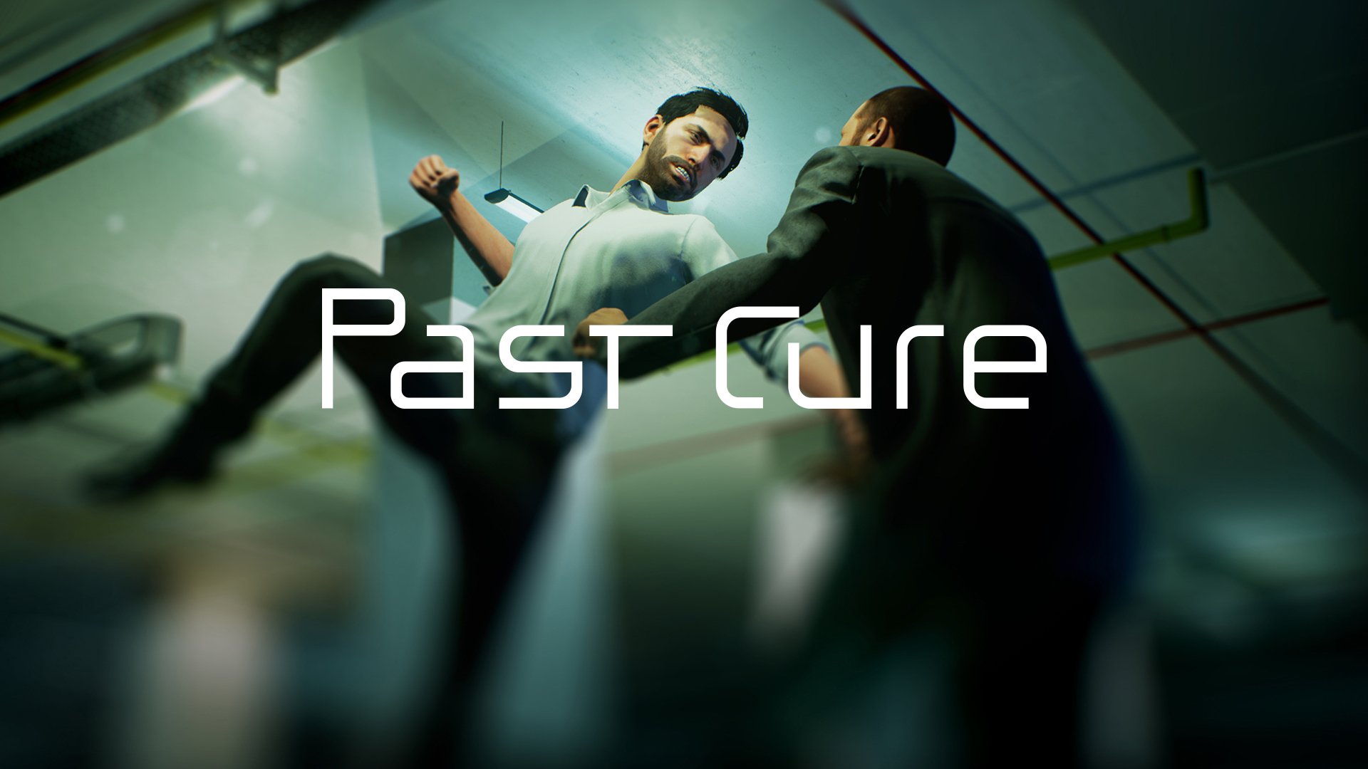 HD desktop wallpaper of Past Cure featuring an intense action scene with two characters in combat, branded with the game's title.
