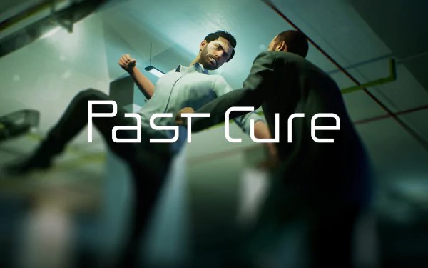 HD desktop wallpaper of Past Cure featuring an intense action scene with two characters in combat, branded with the game's title.