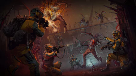 HD PC desktop wallpaper featuring intense combat between operators and infected creatures in Outbreak, a mode from the video game Tom Clancy's Rainbow Six: Siege.