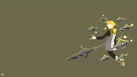 4K Ultra HD PC wallpaper featuring King from the anime The Seven Deadly Sins, depicted with his signature weapon and ethereal wings on a muted background.