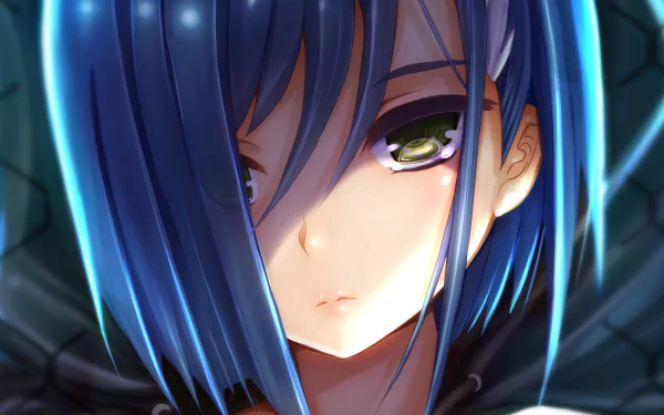 Close-up of Ichigo from the anime Darling in the FranXX, detailed 4K Ultra HD desktop wallpaper showcasing her blue hair and expressive eyes.