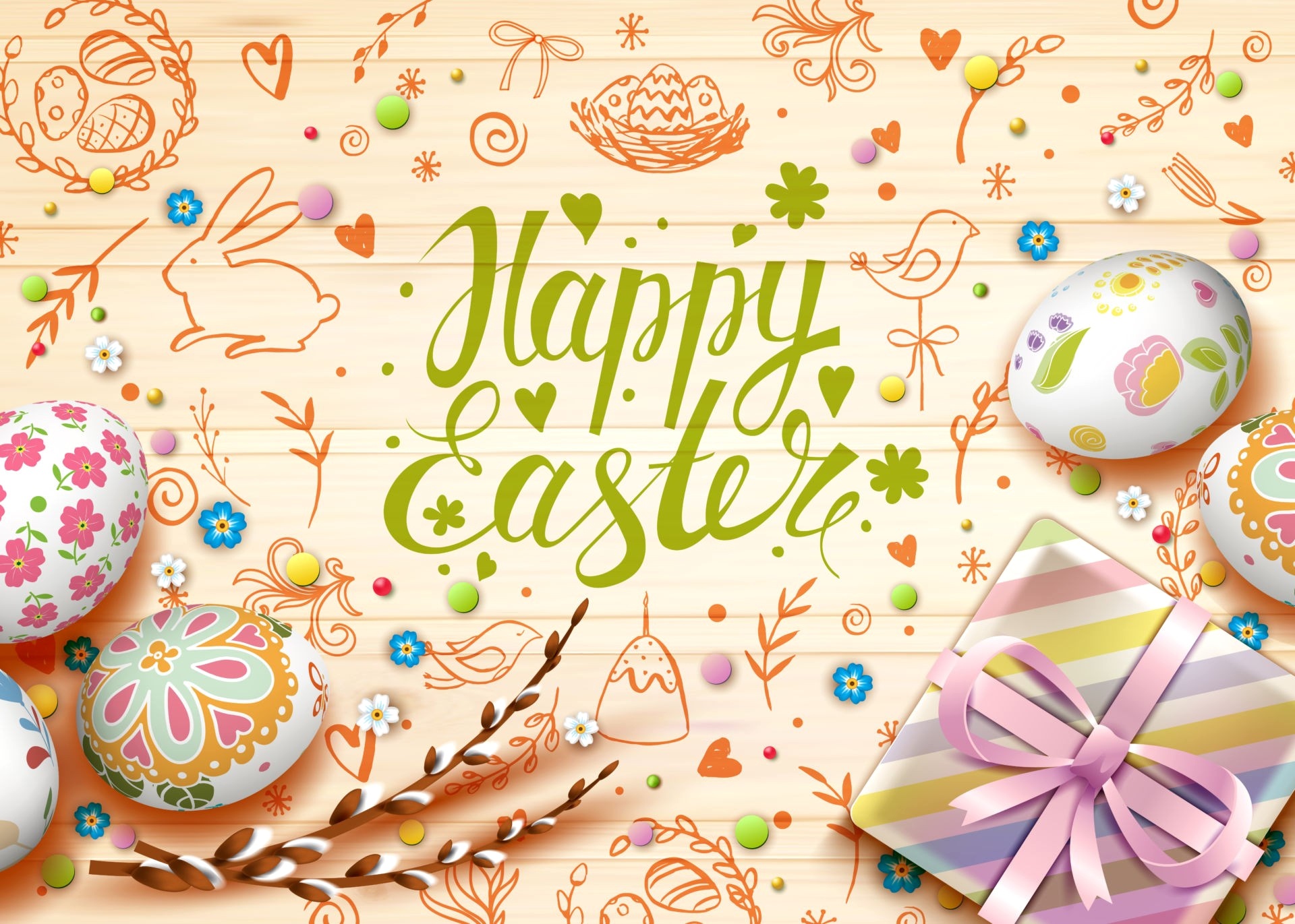 Happy Easter Celebration Colorful Eggs Gift HD Wallpaper For A Happy Easter Celebration Colorful Eggs Gift HD Wallpaper For A