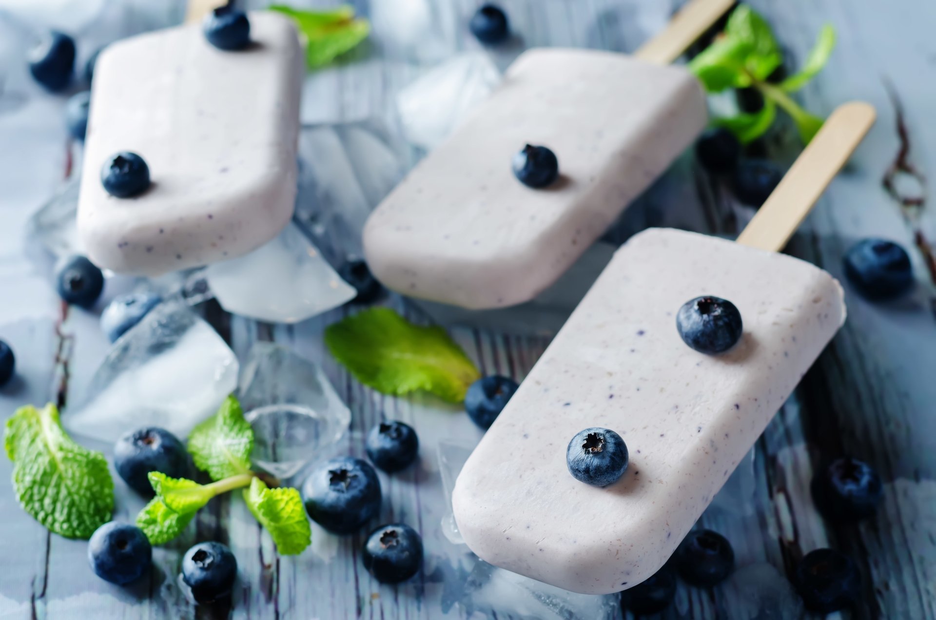 Blueberry Ice Cream Popsicles — 5K Ultra HD Fruit Still Life