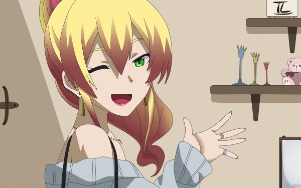 Anime Hajimete no Gal Yukana Yame My First Girlfriend is a Gal Blonde Green Eyes HD Wallpaper | Background Image