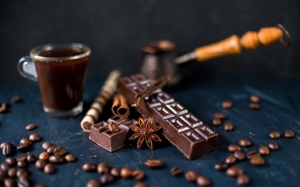 Food Chocolate Coffee Beans Still Life Star Anise Cinnamon HD Wallpaper | Background Image