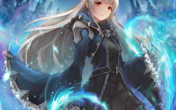 Anime Original Long Hair Blonde Red Eyes Magic HD Wallpaper | Background Image