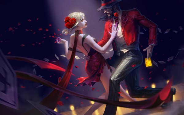 Video Game League Of Legends Dancing Card Evelynn Twisted Fate HD Wallpaper | Background Image