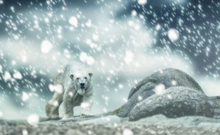 snowfall Animal polar bear HD Desktop Wallpaper | Background Image