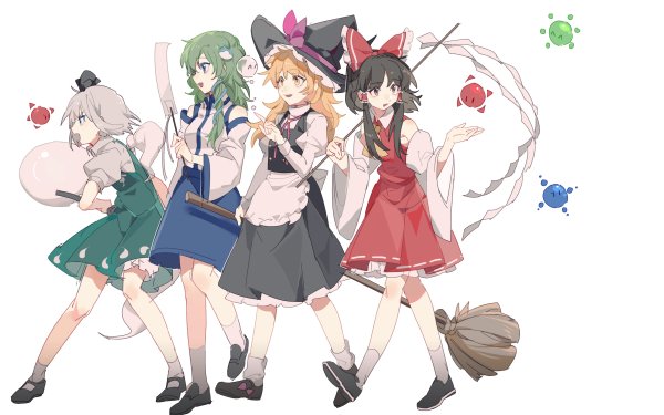 Anime Touhou Reimu Hakurei Marisa Kirisame Sanae Kochiya Youmu Konpaku HD Wallpaper | Background Image