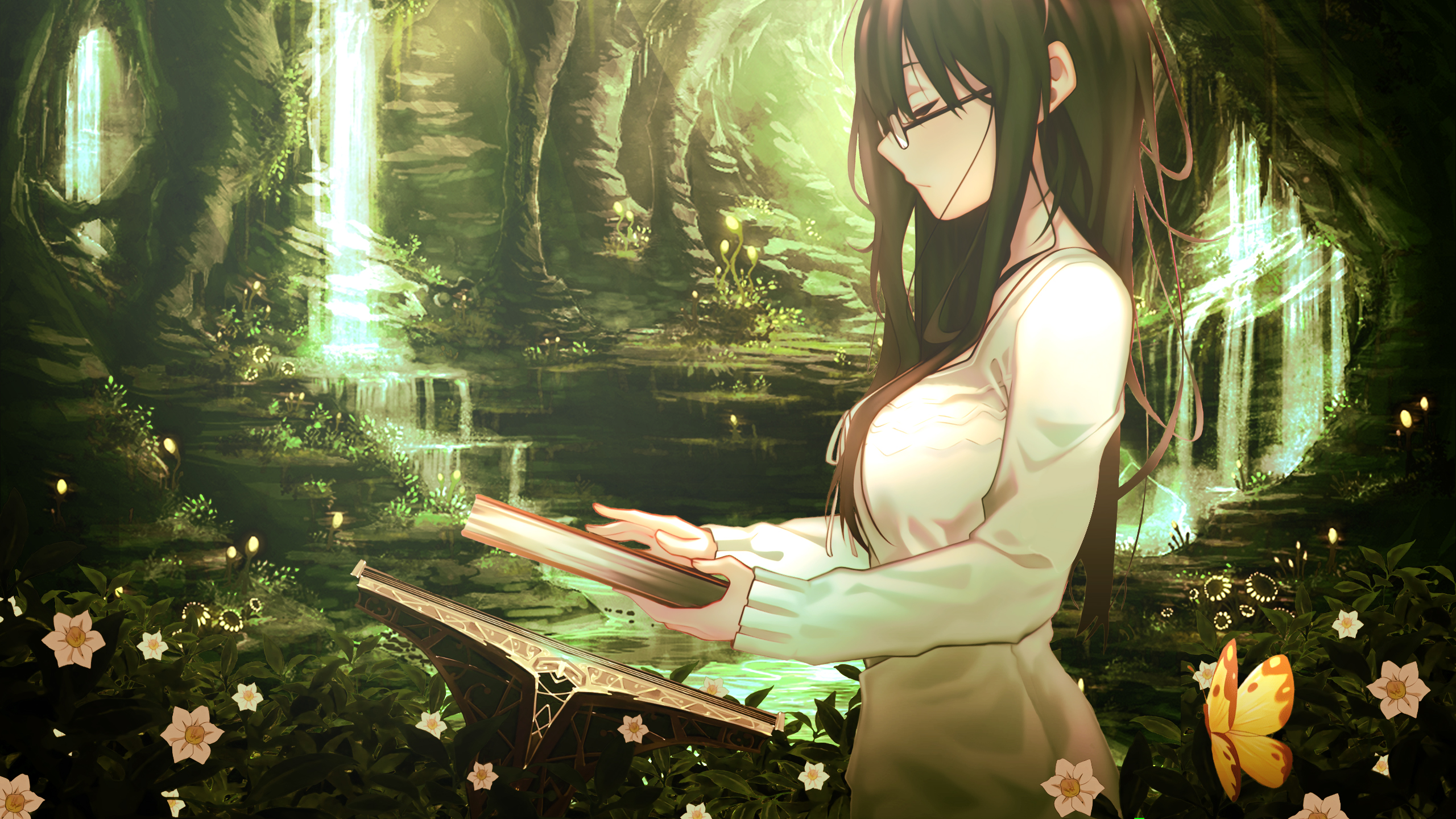 Wallpaper : anime girls, forest 1559x823 - RaidyHD - 1859419 - HD
