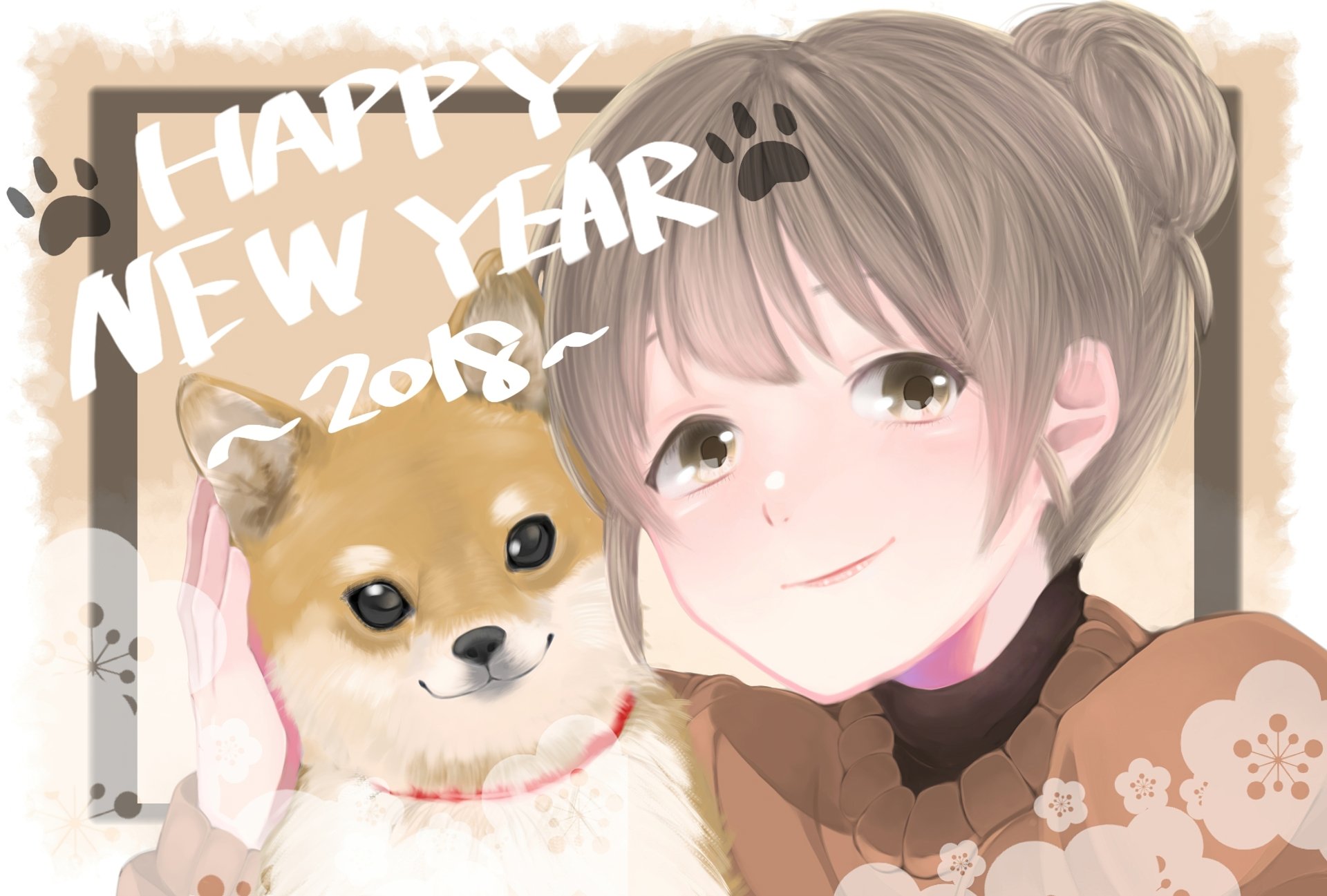 Download Brown Eyes Smile Brown Hair Short Hair Dog Anime Original HD  Wallpaper by 刹那, image size:1920x1297