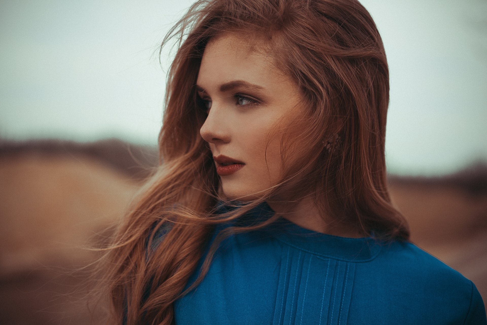 Download Depth Of Field Lipstick Redhead Face Woman Model HD Wallpaper by Anne Hoffmann