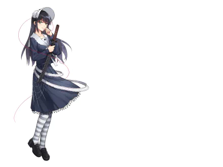 sword smile green eyes bonnet black hair long hair Anime Original HD Desktop Wallpaper | Background Image