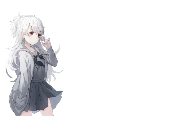 Anime Original Long Hair White Hair Red Eyes Hoodie Ponytail HD Wallpaper | Background Image