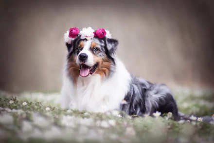 wreath dog Animal australian shepherd HD Desktop Wallpaper | Background Image