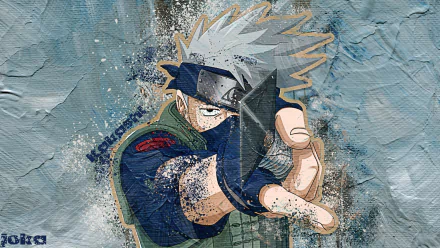 HD desktop wallpaper featuring Kakashi Hatake from the anime Naruto, showcasing his iconic pose against a textured background.