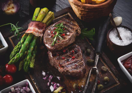 asparagus still life food meat HD Desktop Wallpaper | Background Image