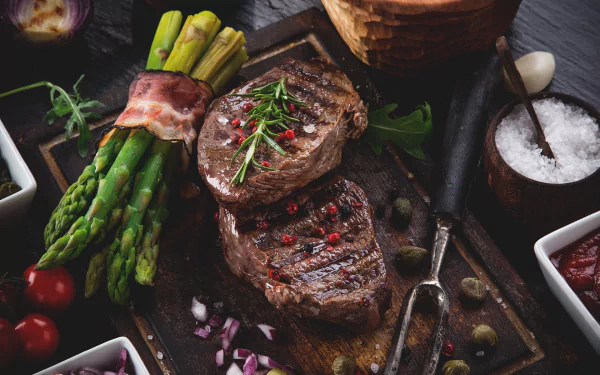 asparagus still life food meat HD Desktop Wallpaper | Background Image