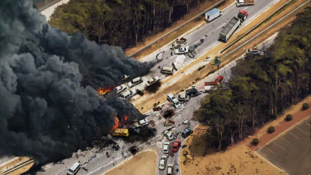 road smoke fire aerial artistic crash HD Desktop Wallpaper | Background Image