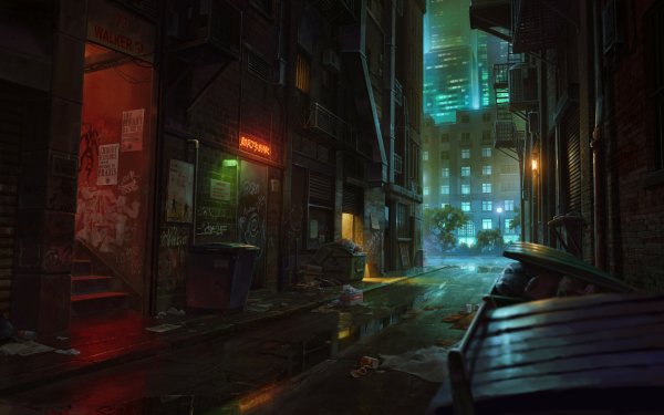 Sci Fi Cyberpunk Alley HD Wallpaper | Background Image