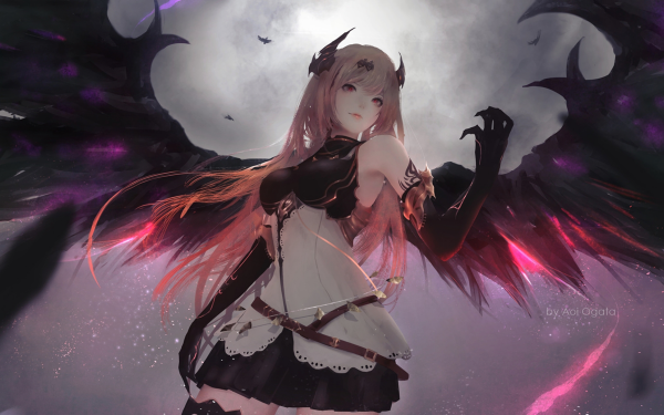 Anime Granblue Fantasy Wings Horns Dark Angel Olivia Angel HD Wallpaper | Background Image