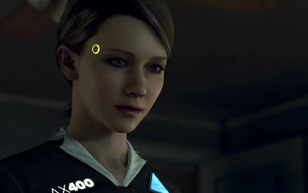 Close-up of Kara from Detroit: Become Human, featured in a detailed 4K Ultra HD PC desktop wallpaper showcasing the video game character.