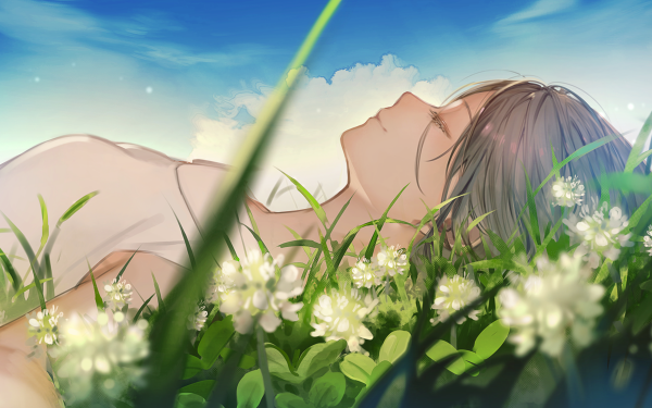 Anime Original Long Hair Brown Hair Flower Smile HD Wallpaper | Background Image